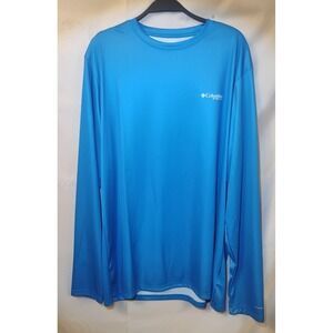 Columbia PFG Mens MEDIUM M Omni-shade Tshirt Light Weight Blue Fishing Shirt
